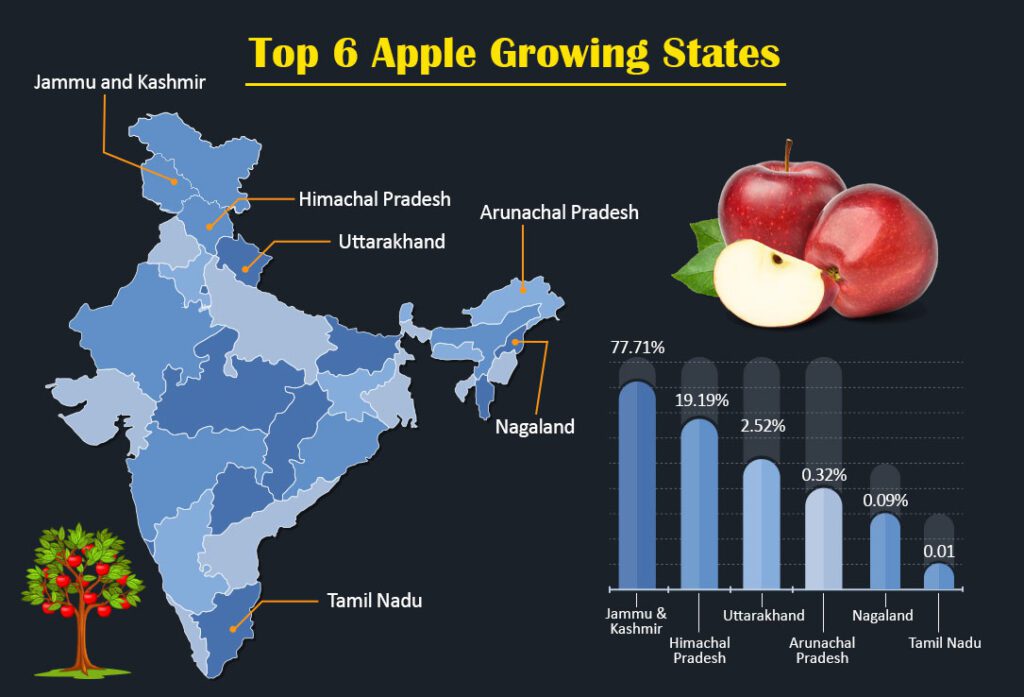 apple producing states in india
